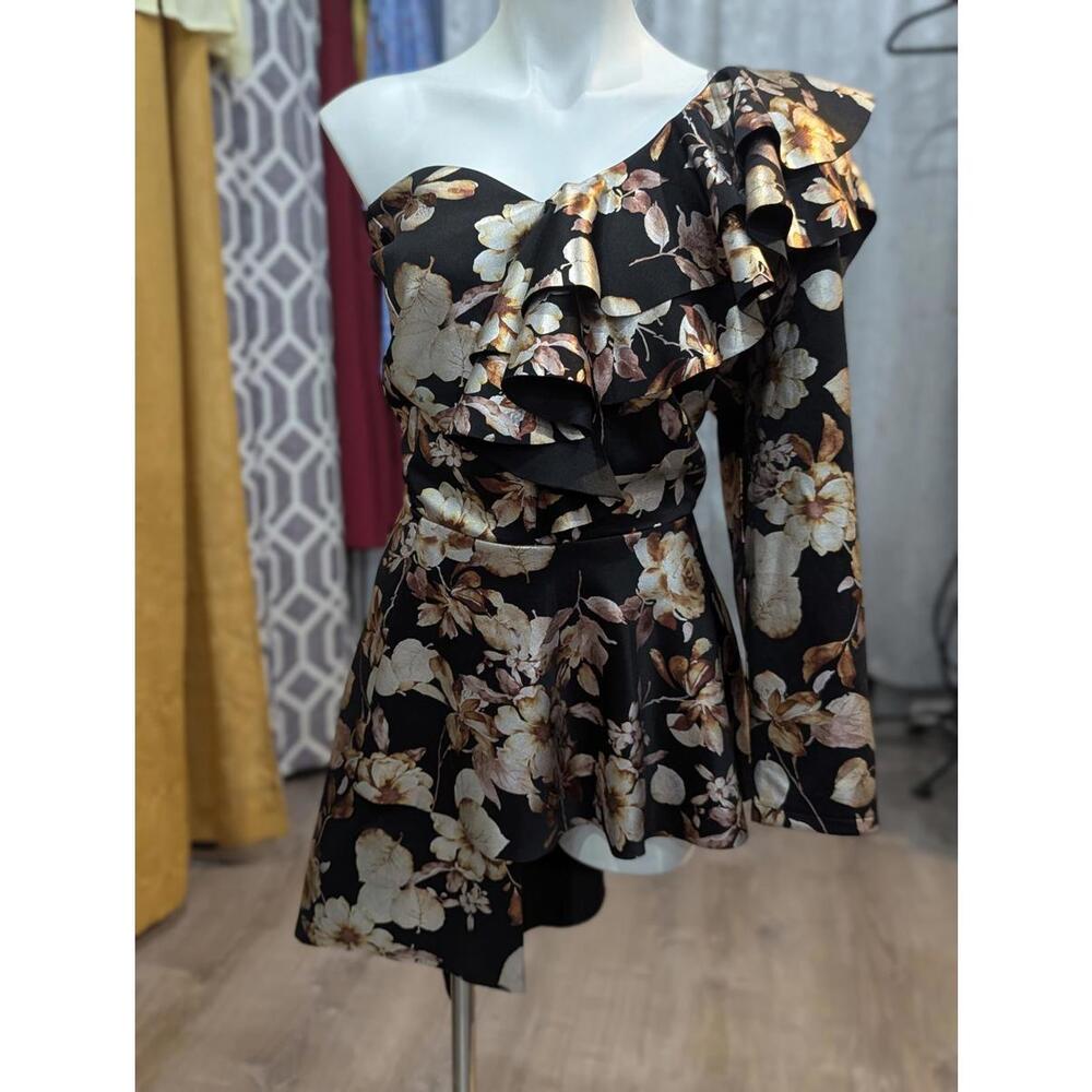 One Shoulder Asymmetrical Ruffle Top